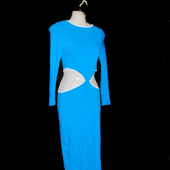 BLUE KNIT DRESS WITH SEXY CUTOUTS - Picture 3 of 7